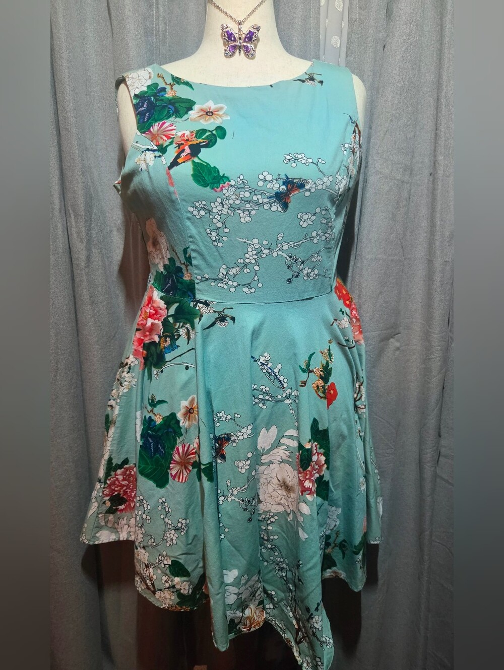 Floral Sleeveless Fit & Flare Mini Dress XXL